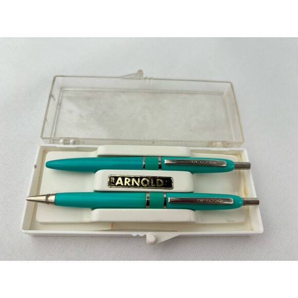 Arnold Other - 2 Vintage Arnold Pen & Pencil ? Combos Set USA Mint Green In Plastic Case